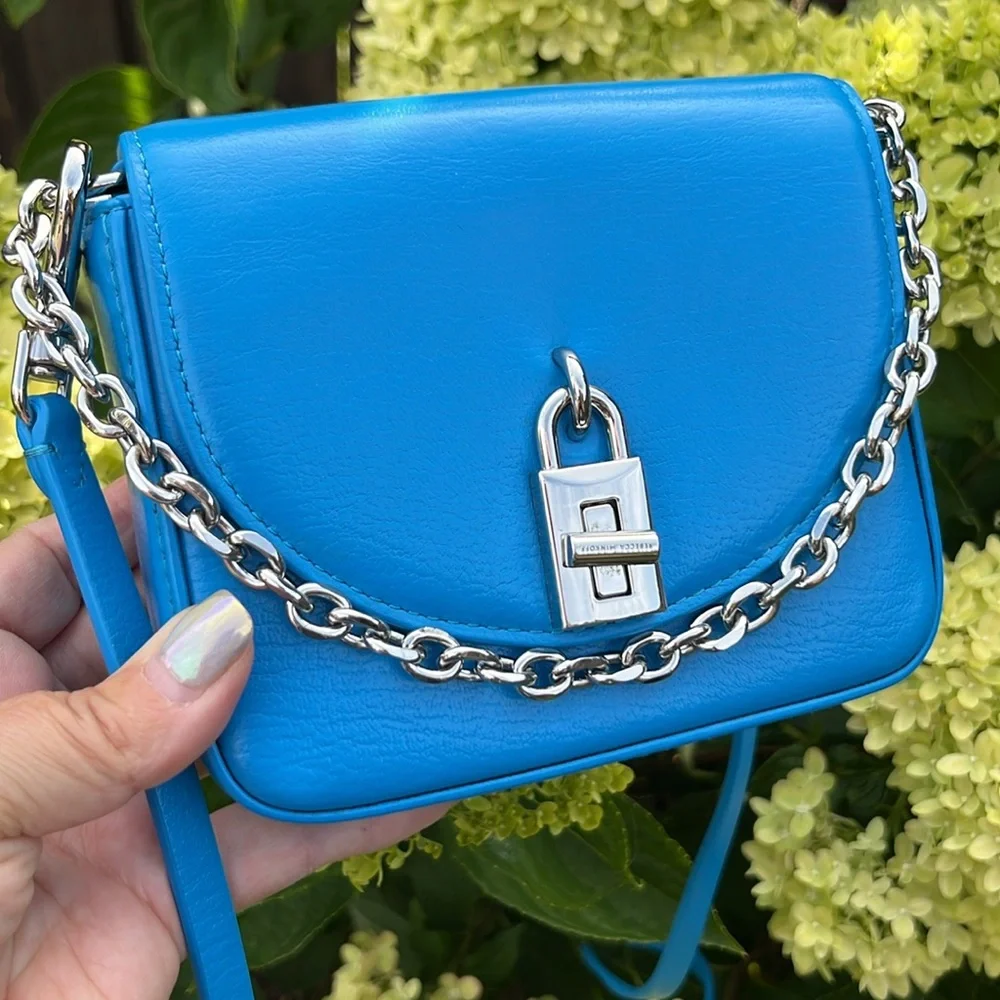 EUC Rebecca Minkoff Micro Love Too Blue Leather Crossbody Bag